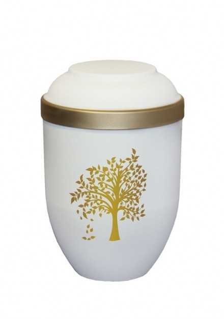 TREE WHITE BIO CREMATION ASHES URN